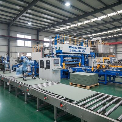 Công suất hàng năm 2-8 triệu mét vuông Semi-Automatic Fiber Cement Sheet Manufacturing Line Featuring High Automation With PLC Control System Semi-Automatic Fiber Cement Sheet Manufacturing Line Featuring High Automation With PLC Control System Semi-Automatic Fiber Cement Sheet Manufacturing Line Với hệ thống điều khiển PLC