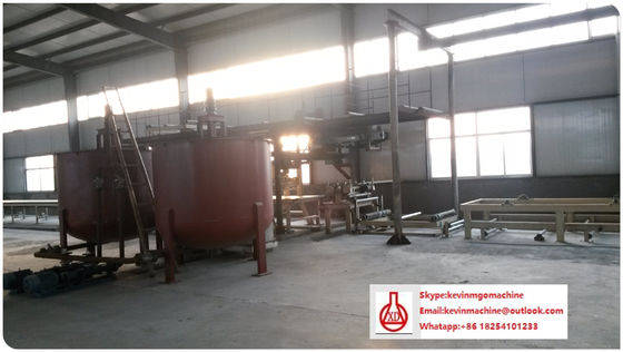 Dây chuyền sản xuất tấm MgO cho các nguyên liệu chính: MgO / MgCl2 / Vải sợi thủy tinh / Mạt cưa