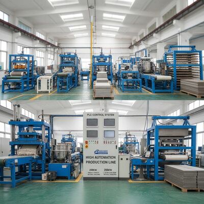 Tự động cao với hệ thống điều khiển PLC dây chuyền sản xuất tấm vải xi măng 200kw công suất hàng năm 2-8 triệu mét vuông xử lý vật liệu